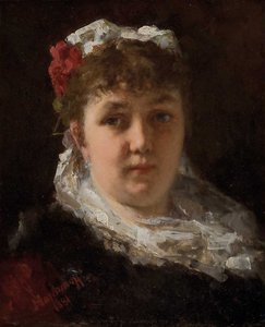 Portret van de operazangeres Félia Litvinne 1860-1936, 1881 door Alexei Alexeyevich Harlamov