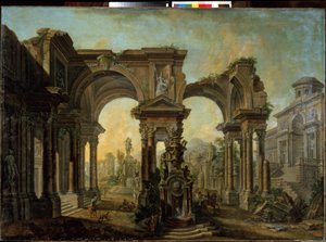 Een architectonisch uitzicht. Schilderij van Alexei Ivanovich Belsky (1730-1796)