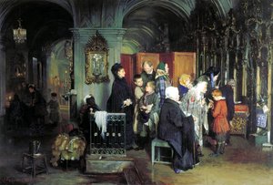 Voor de biecht, 1877 door Alexei Ivanovich Korzukhin