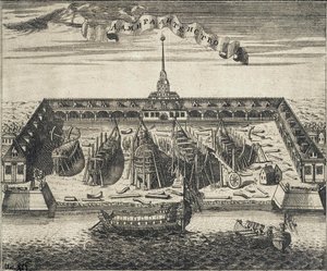 Uitzicht op de Admiraliteitsscheepswerf in St. Petersburg