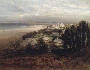 Das Höhlen-Kloster zur Himmelfahrt Jesu, nabij Nizjni Novgorod door Alexei Kondratjewitsch Sawrassow