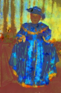 Meisje in de blauwe jurk en hoed,2020,(gemengde techniek) door Alexei Makhov