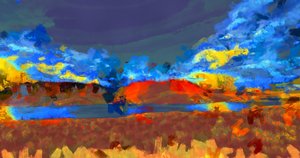 Landschap met meer,2020,(gemengde techniek)