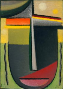 Abstract hoofd: Innerlijke blik groen – goud