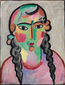 Het bleke meisje met grijze vlechten door Alexej von Jawlensky