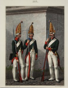 Grenadiers van het Preobrazhensky, Semenovsky en Izmailovsky Regiment in 1796-1797, 1840s door Alexey Gavrilovich Petrovsky