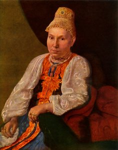 Portret van de vrouw van Obraztsov, de koopman uit Rshev, 1830s
