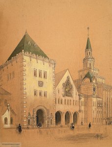 Project voor Kazansky treinstation in Moskou, 1913 door Alexey Viktorovich Shchusev