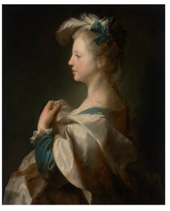 Portret van een meisje, halflang, in profiel in mooie kleding