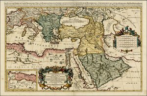 1692 kaart van het Turkse Rijk in Europa, Azië en Afrika door Hubert Jaillot
