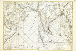 Kaart van Afrika, Arabië en India door Alexis Hubert Jaillot