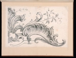 Ontwerp voor Rocaille Decoratie, plaat 4 in Seconde Partie de divers Ornements door Alexis Peyrotte