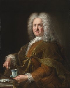 Portret van een heer met een kopje chocolade