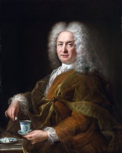 Portret van een heer met een kopje chocolade