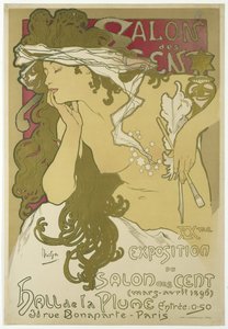 Salon des Cent, XXme Exposition du Salon des Cent (mars-avril 1896) Hall de la Plume, 31 rue Bonaparte, Parijs door Alfons Maria Mucha