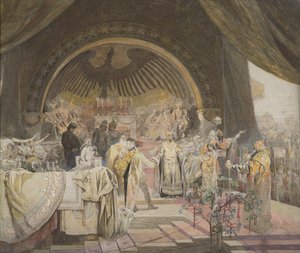 Ottokar II van Bohemen. De Unie van Slavische Dynastieën De cyclus Het Slavische Epos Schets door Alfons Marie Mucha