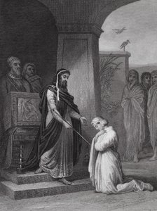 Esther voor koning Ahasveros, Esther, hoofdstuk 15, vers 11 door Alfred (after) Johannot