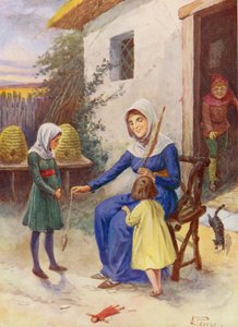 Merrie Engeland: Leren spinnen door Alfred (after) Pearse