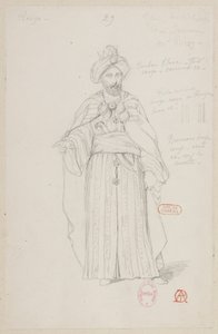 Halévy - La magicienne - kostuummodellen door Alfred Albert - 29. Schaakspel, Saraceense koning. M. Bion