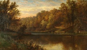 Swanbourne Meer Herfst, Arundel Park Zonsondergang door Alfred Augustus Glendening