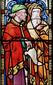 Twee mannen luisteren naar Johannes de Doper (detail) door Alfred Bell