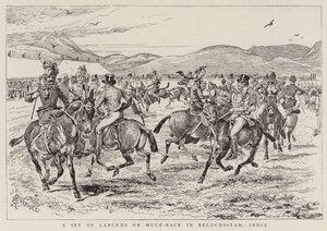 Een Set Lansiers op Muilezels in Beluchistan, India door Alfred Chantrey Corbould