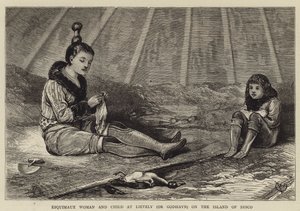 Eskimo Vrouw en Kind bij Lievely (of Godhavn) op het Eiland Disco door Alfred Chantrey Corbould