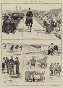 De Ashantee-oorlog, vrijwilligers van de 79e Highlanders verlaten Engeland voor de Ashantee-oorlog
