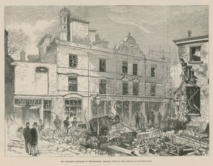 De dynamiet aanslagen in Westminster; Algemeen overzicht van de schade in Scotland Yard door Alfred Chantrey Corbould