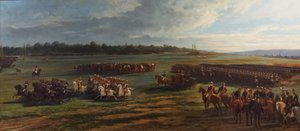 Review van de cavaleriedivisie van de Longchamp Garde door Napoleon III en Francois Joseph I van Oostenrijk, 25 oktober 1867 door Alfred Charles Ferdinand Decaen