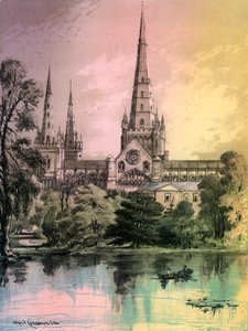 Lichfield Cathedral, Staffordshire, c1870 door Alfred Concanen