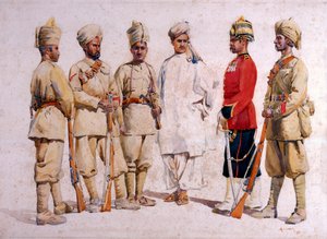 Soldaten van de 19e Punjabis Afridi van Tirah, illustratie voor 