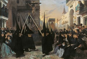 Een processie langs Calle Genova door Alfred Dehodencq