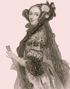 Portret van Augusta Ada King (1815 - 1852), gravin van Lovelace (gravure) door Alfred Edward Chalon