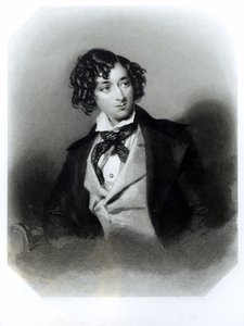 Portret van Benjamin Disraeli Esquire (1804-81) M.P., gegraveerd door H. Robinson, c.1840 door Alfred Edward Chalon