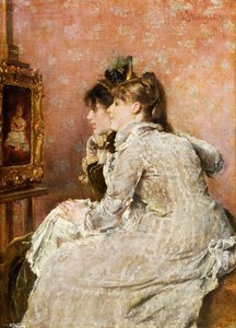 Bewondering van het portret, 1879 door Alfred Emile Stevens