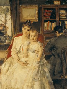 Alle Geluk (Gezinsscene) ca. 1880 door Alfred Emile Stevens