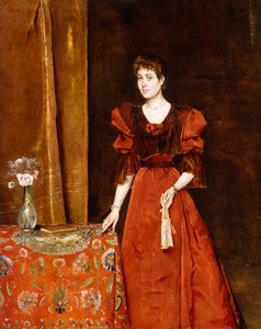 Elegante dame met een waaier door Alfred Emile Stevens