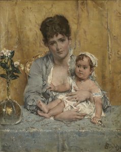 Moeder en kind, c.1875-80 door Alfred Emile Stevens