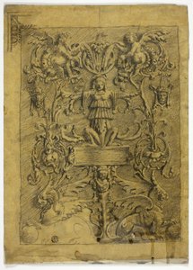 Decoratief ontwerp met putti en griffioenen