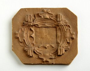 Maquette voor een achthoekige plaquette (verguld gips) door Alfred Gilbert