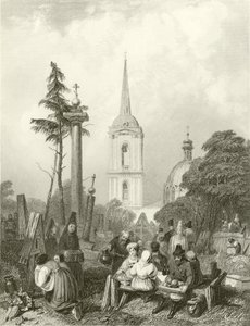 Begraafplaats van de Smolensko-kerk door Alfred Gomersal Vickers