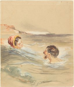 Mannelijke en vrouwelijke baders door Alfred Grevin