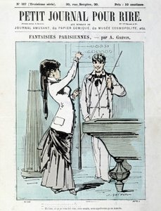 Parijse fantasieën door A. Grévin: Nou, als je het niet erg vindt, neef, noemen we het een mouw. Biljartspeler - omslag van de 