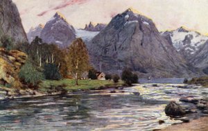 Een Zalmrivier, Stryn, Nordfjord door Alfred Heaton Cooper