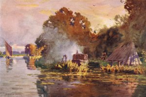 Een Palingvisser op de Bure, Norfolk door Alfred Heaton Cooper