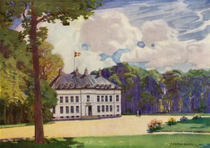Denemarken: Kopenhagen, Bernstorf Paleis (kleur litho)
