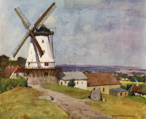 Denemarken: Dybbol Molen, Sonderborg, op het Slagveld van 1864 door Alfred Heaton Cooper