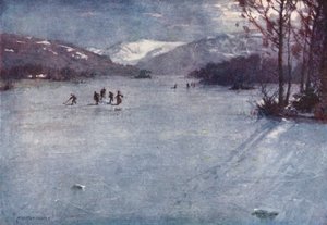 Lake District: Bij de veerboot, Windermere, schaatsen bij maanlicht
