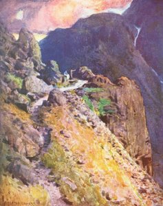Lake District: Bijna bovenaan Styhead Pass, Wastdale door Alfred Heaton Cooper